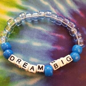 HANDMADE Blue Dream Big Inspirational Beaded Kandi Bracelet